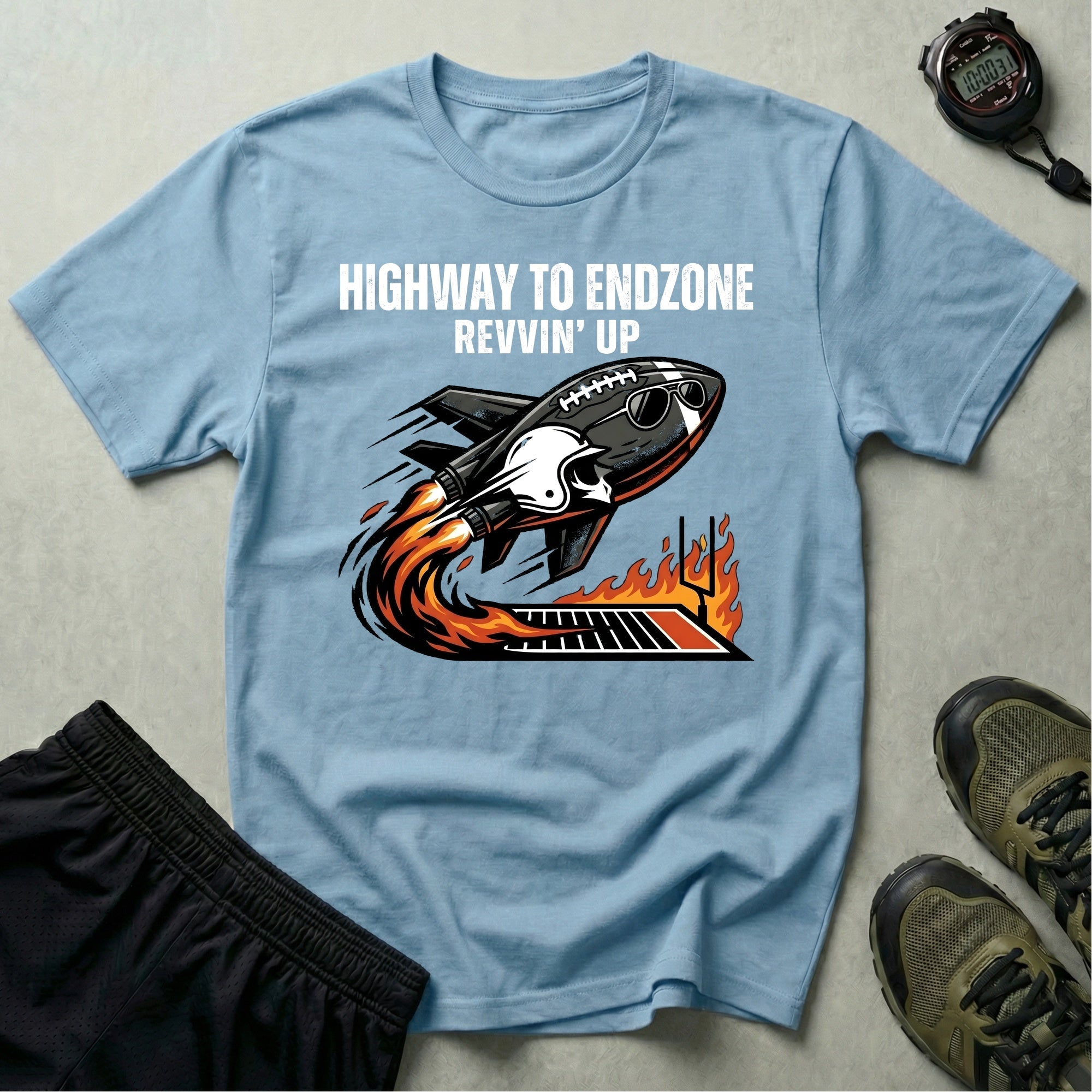 Gridiron Highway To Endzone Revvin Up Gym T-Shirt