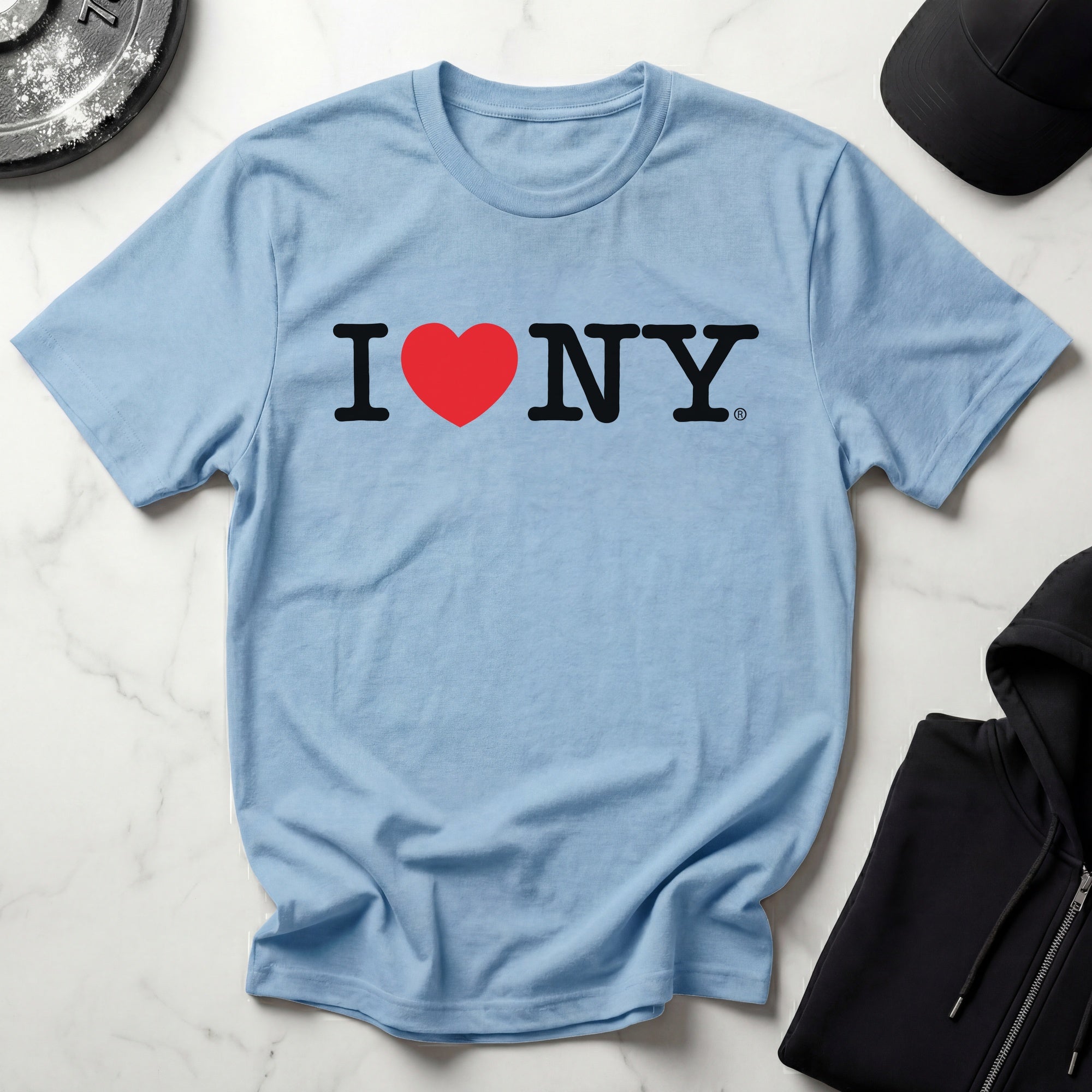 I Love NY Linear Classic Black Designer Gymwear T-Shirt