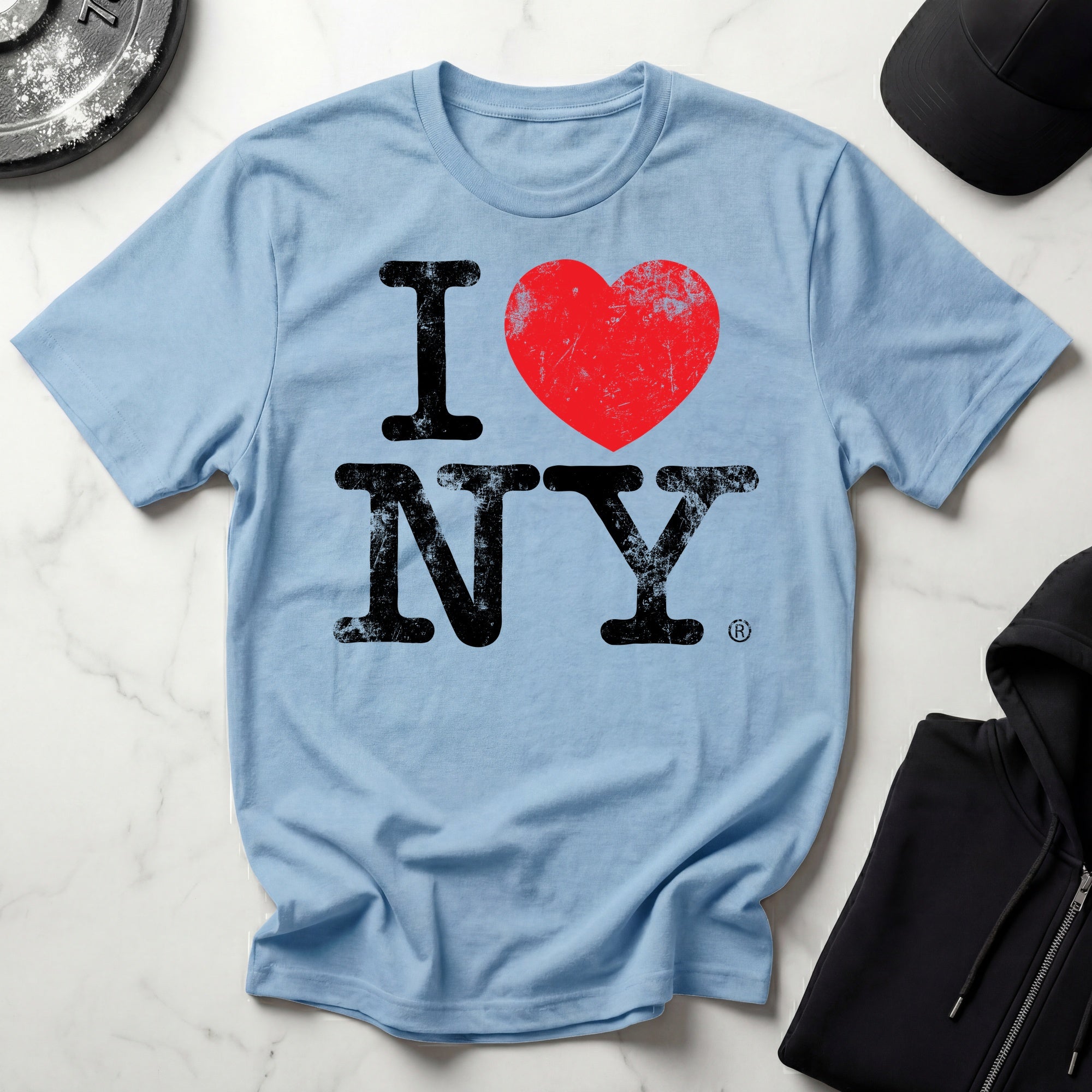 I Love NY Grunge Black Designer Gymwear T-Shirt