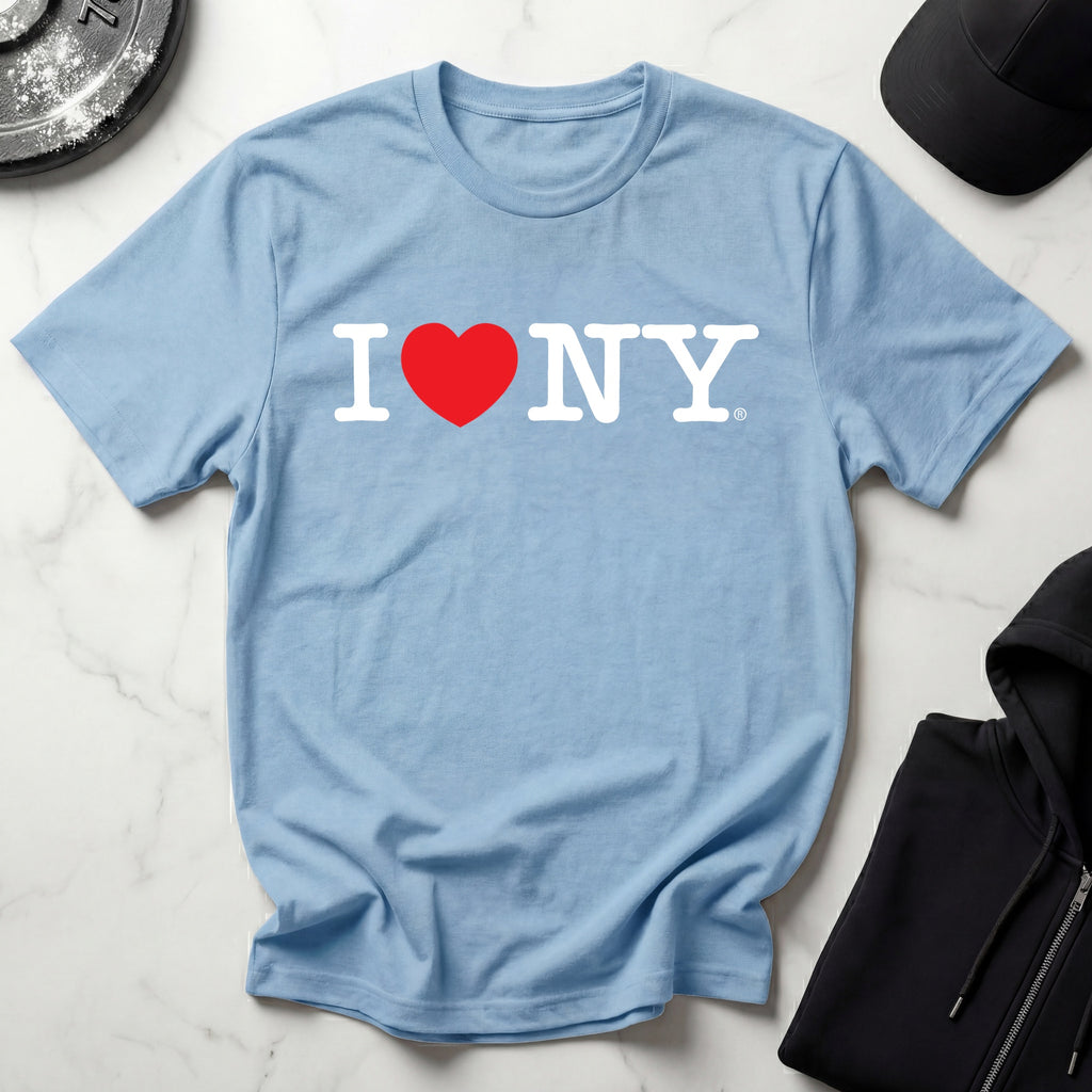 I Love NY Gym Linear Classic White Designer Gymwear T-Shirt