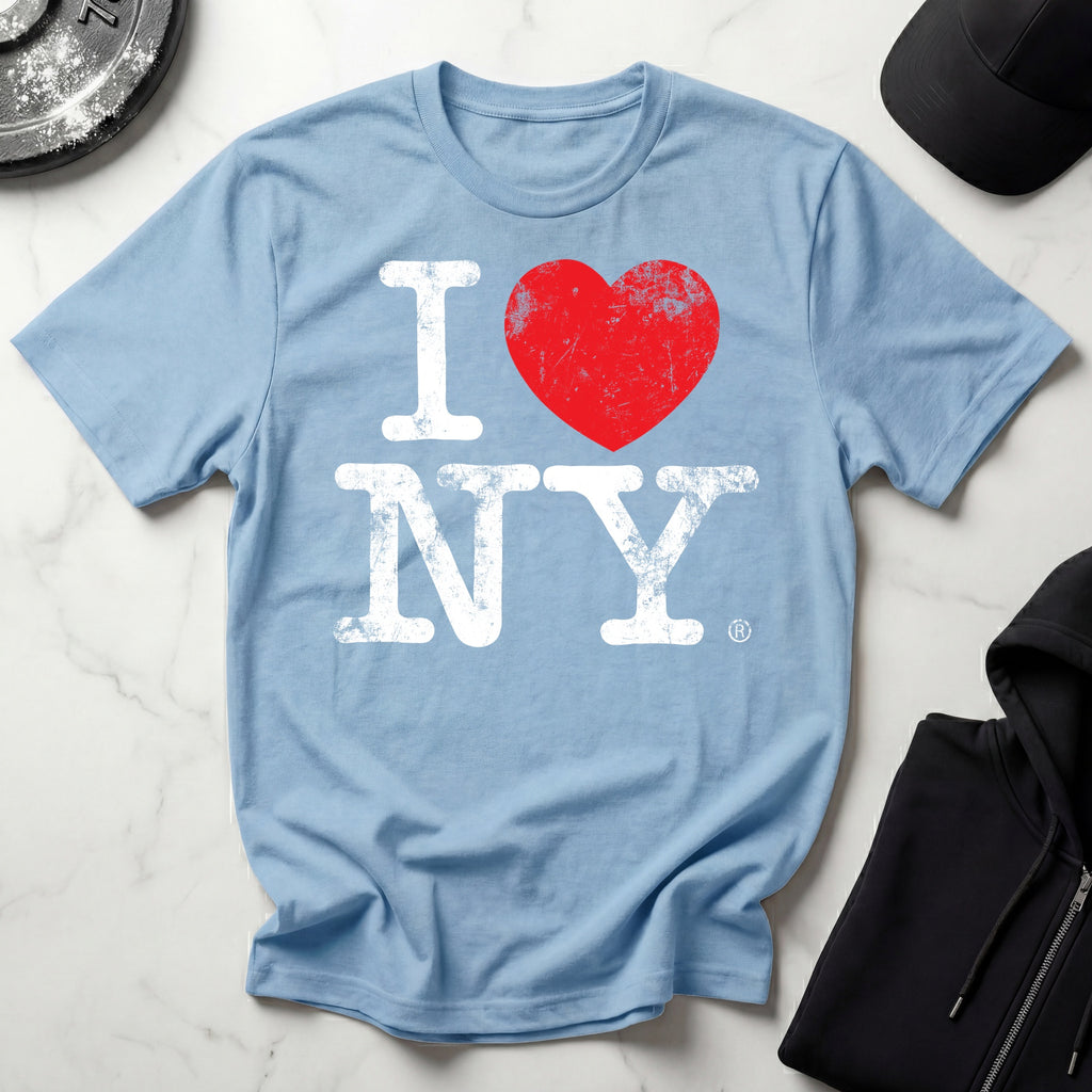 I Love NY Grunge White Designer Gymwear T-Shirt