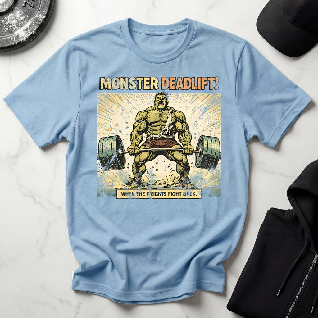 Retro Comic Monster Deadlift Gymwear T-Shirt