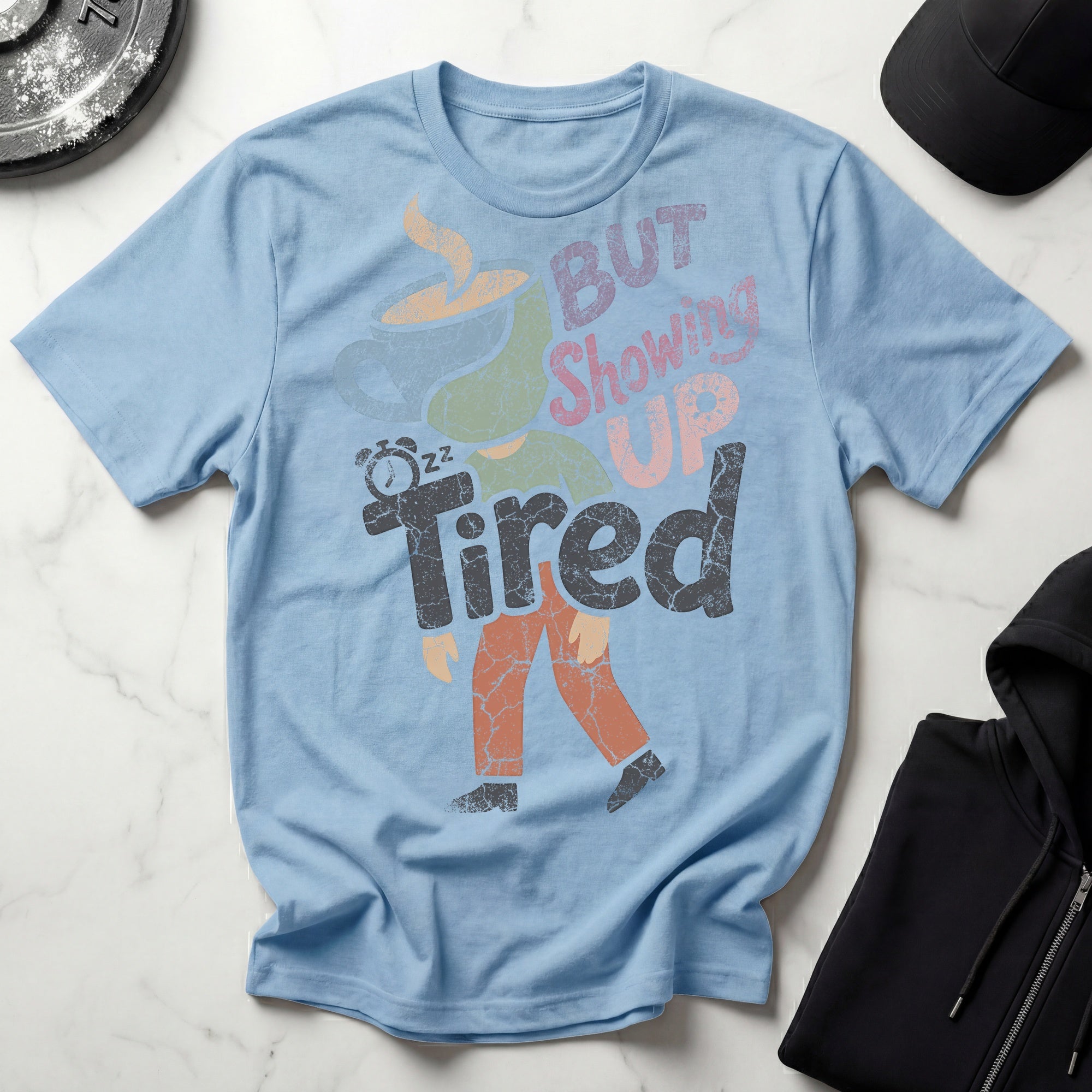 Tired But Showing Up Retro Gym T-Shirt