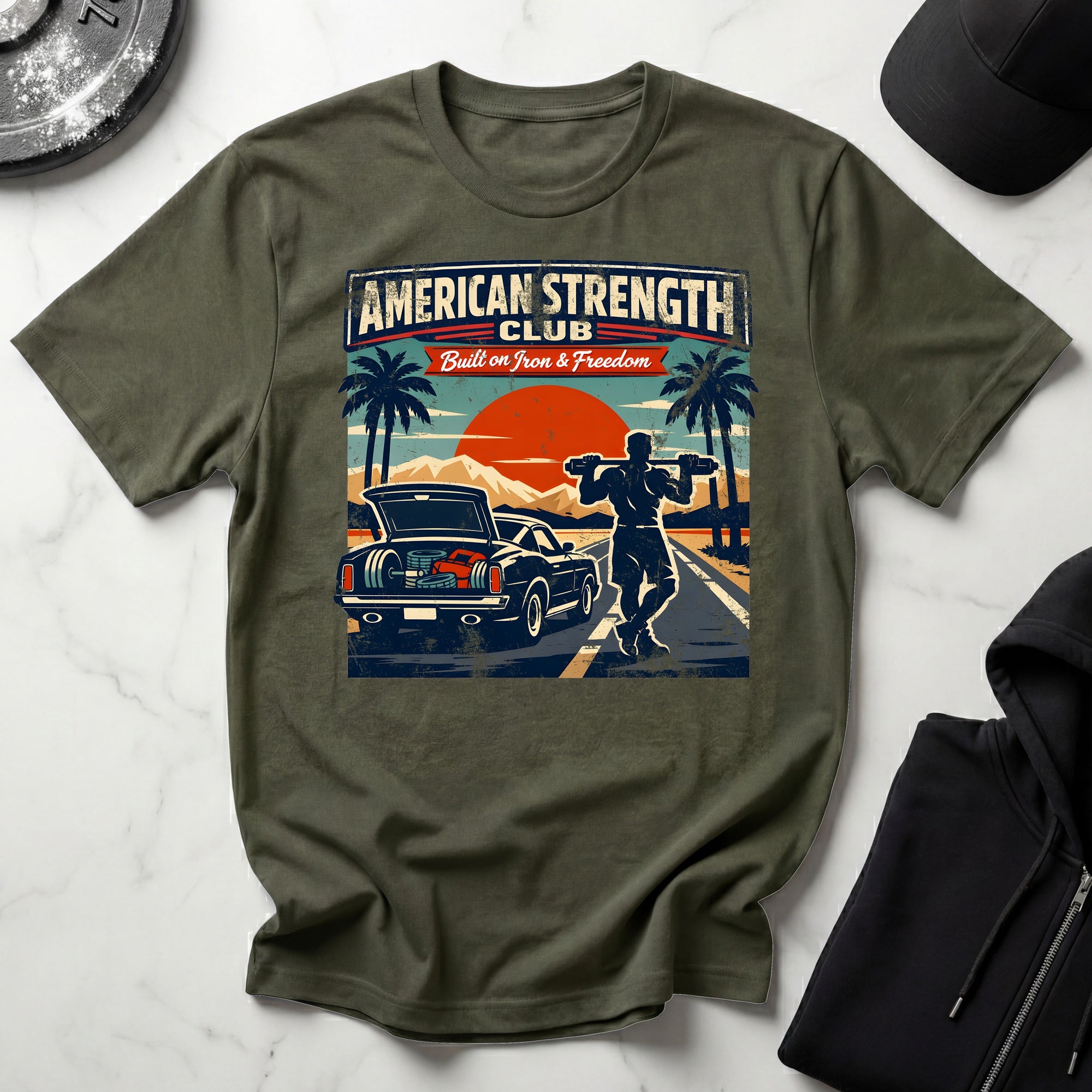 Amercan Strength Club Train Hard Gymwear T-Shirt