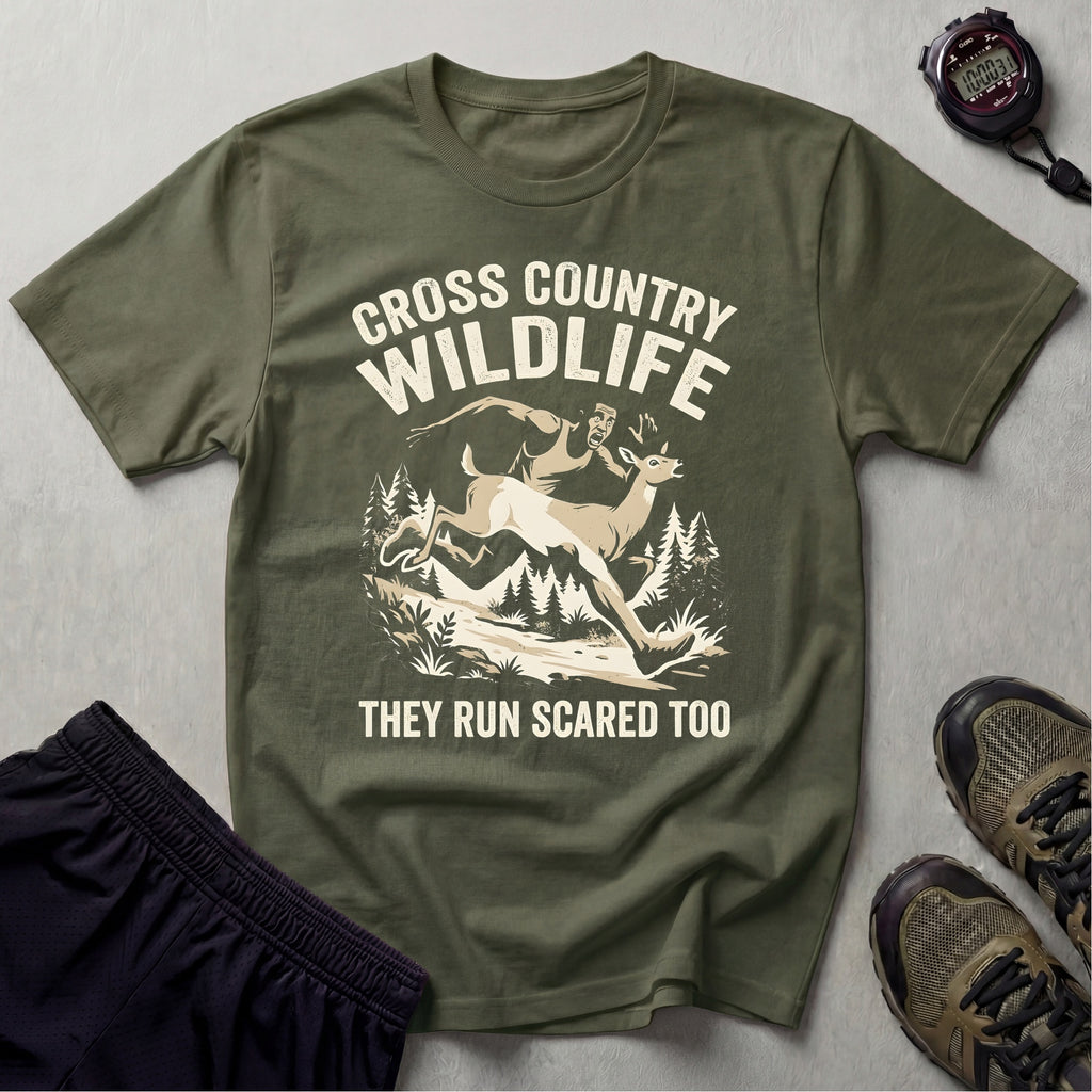 Cross Country Wildlife Run Scared Too Dark T-Shirt
