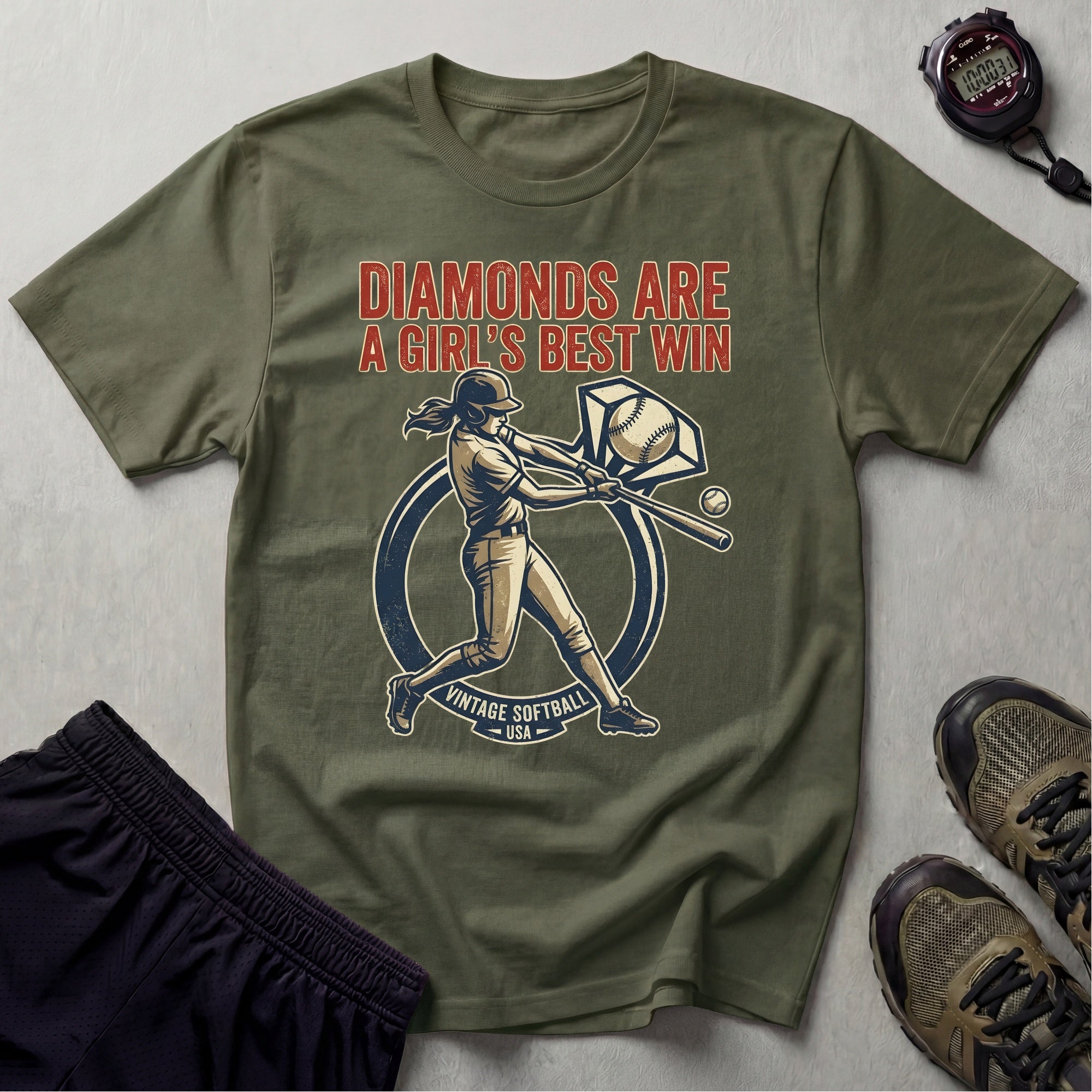 Softball USA Diamonds Are A Girls Best Win Gym T-Shirt