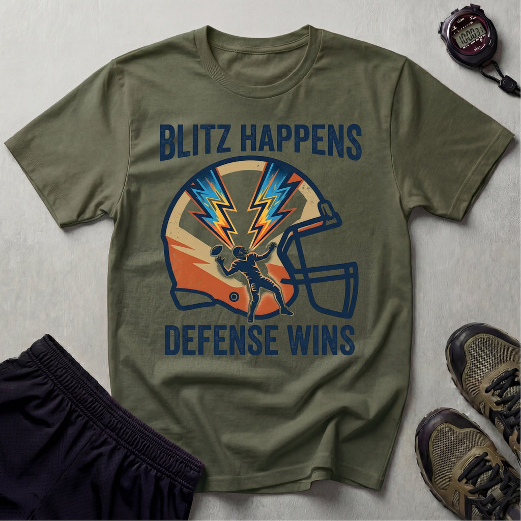 Gridiron Blitz Happens Defence Wins Gym T-Shirt