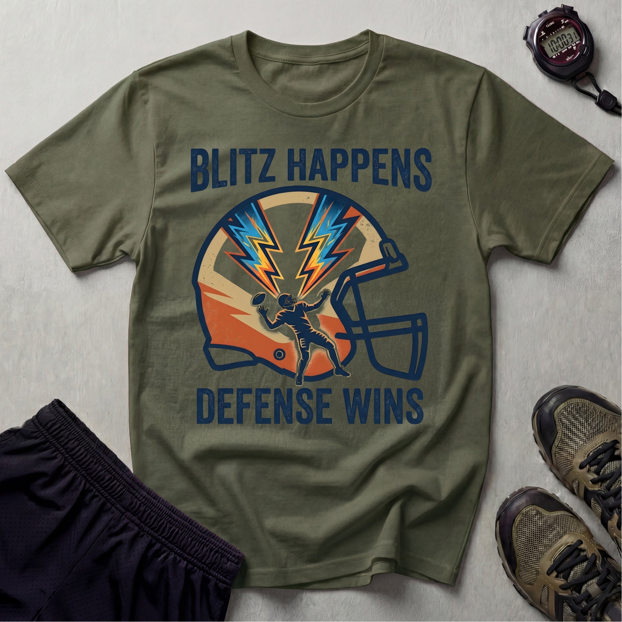 Gridiron Blitz Happens Defence Wins Gym T-Shirt