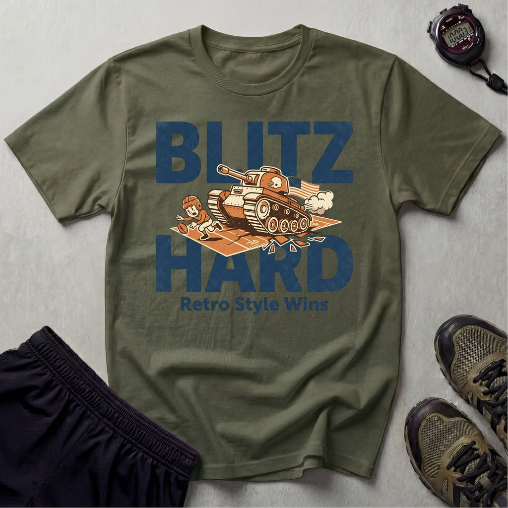 Gridiron USA Blitz Hard Retro Gym T-Shirt