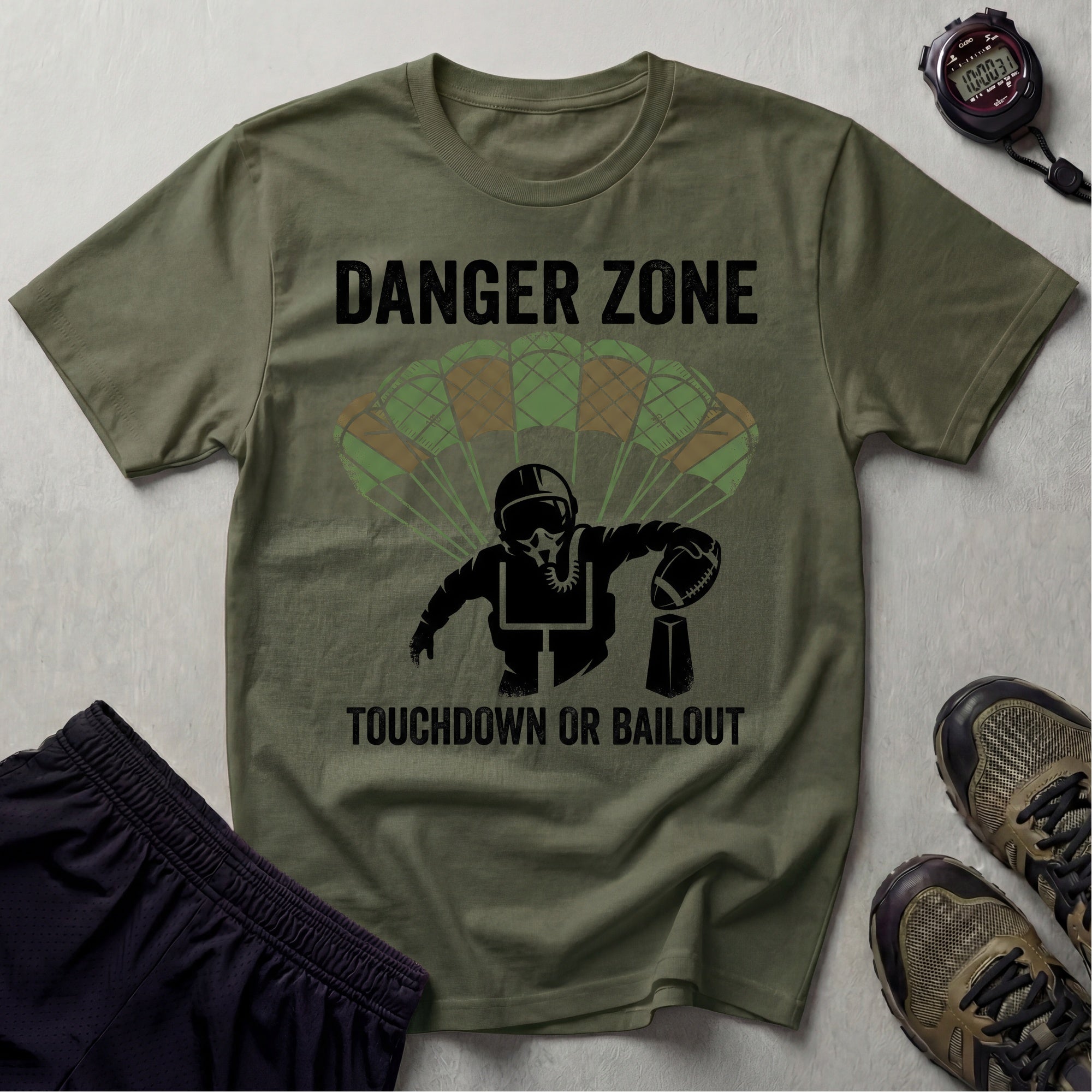 Gridiron Danger Zone Touchdown or Bail Out Gym T-Shirt