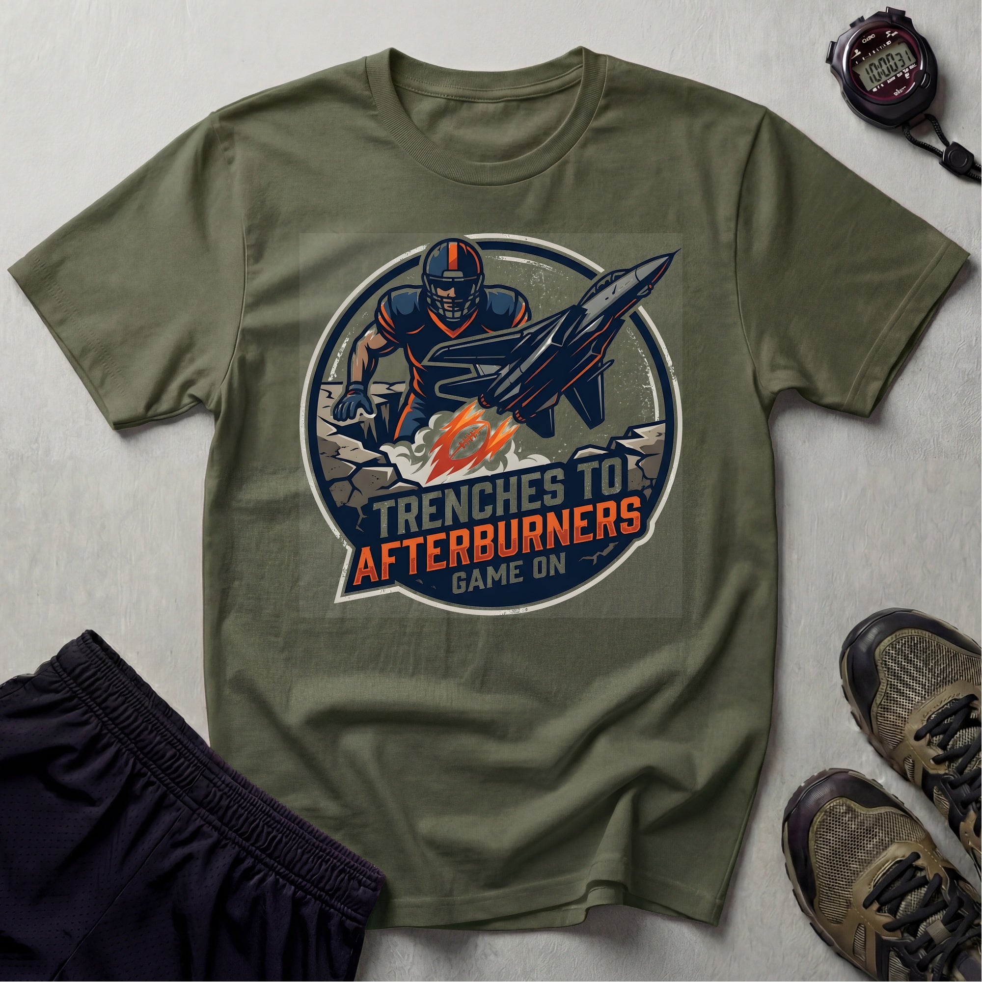 Gridiron Trenches To Afterburners Gym T-Shirt