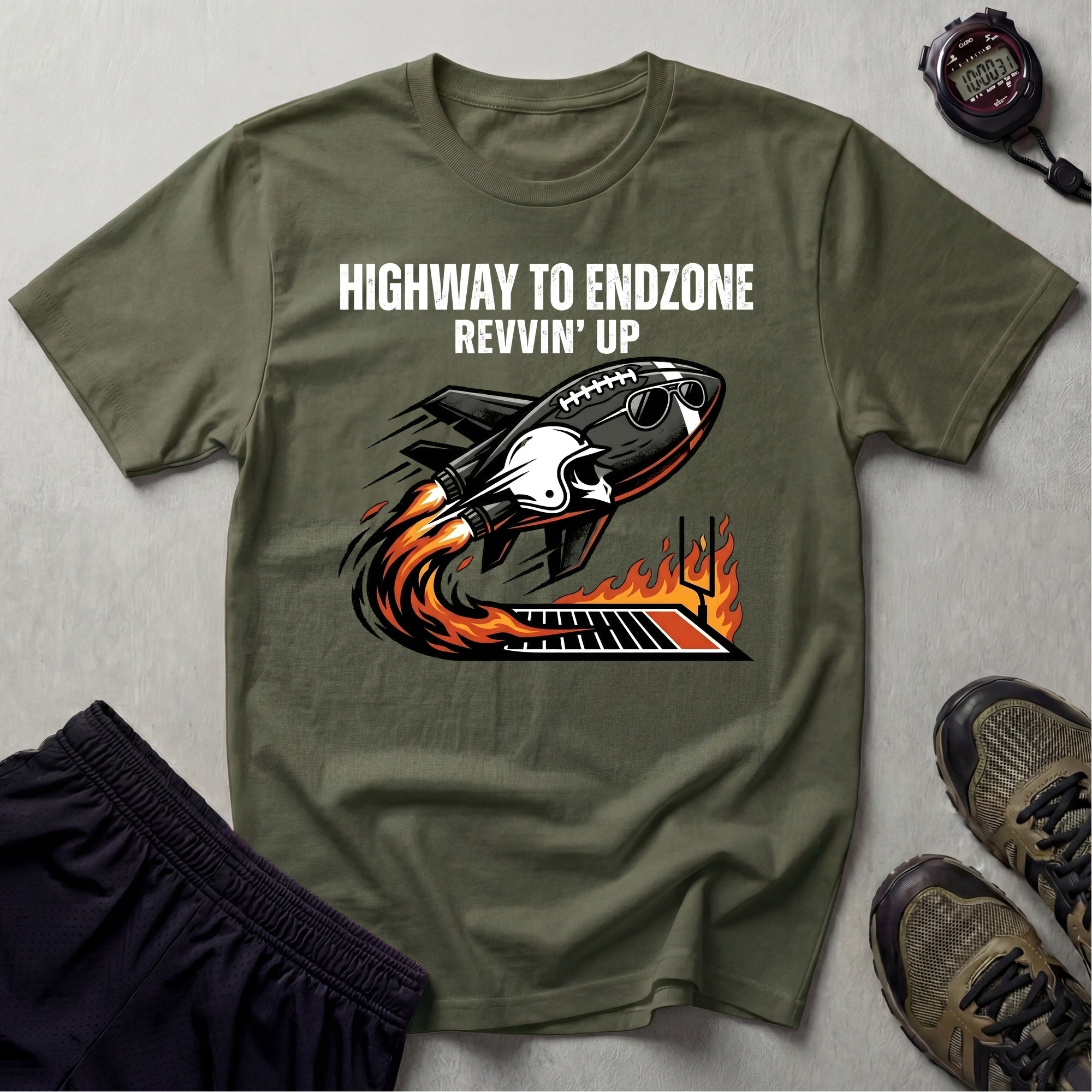 Gridiron Highway To Endzone Revvin Up Gym T-Shirt