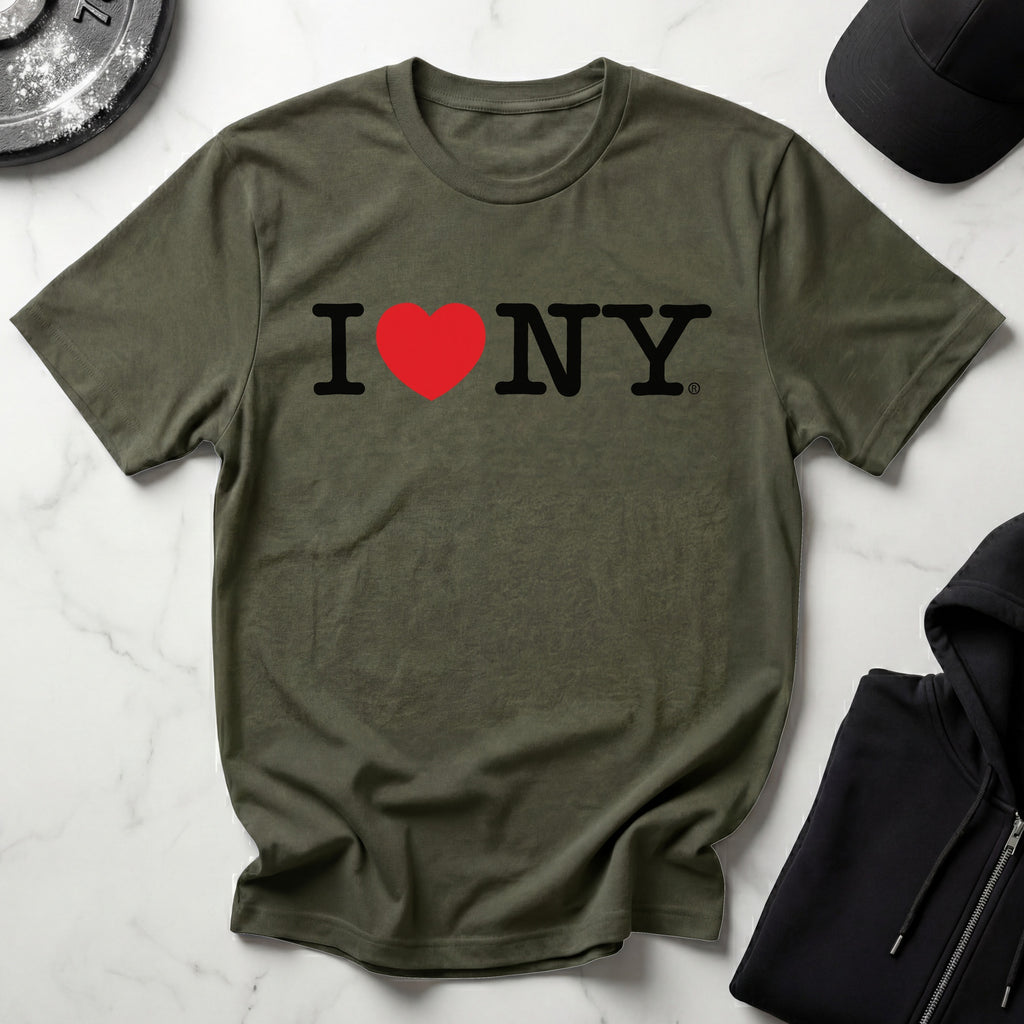 I Love NY Linear Classic Black Designer Gymwear T-Shirt