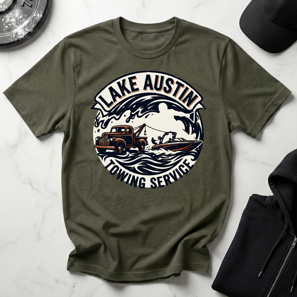 Lake Austin Towing Wakeboard Designer Gym T-Shirt