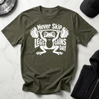 Never Skip Leg Day white Gym T-Shirt