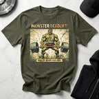 Retro Comic Monster Deadlift Gymwear T-Shirt