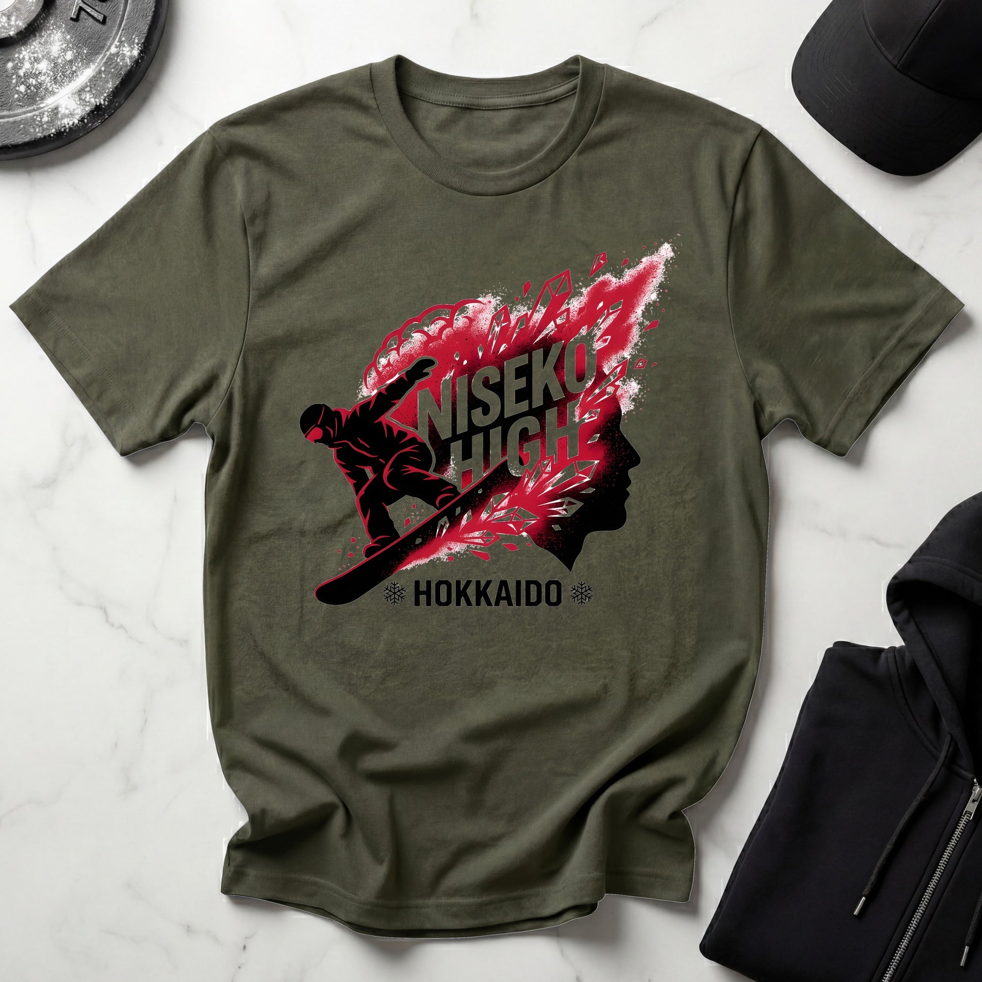 Niseko Snowboarder Designer Gym T-Shirt