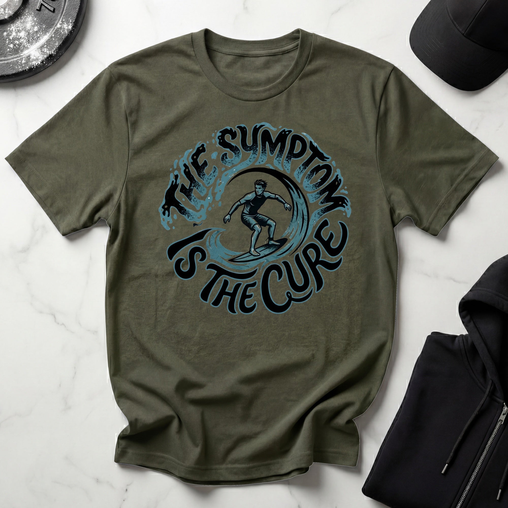 The Symptom Is The Cure Surf Addict Designer T-Shirt