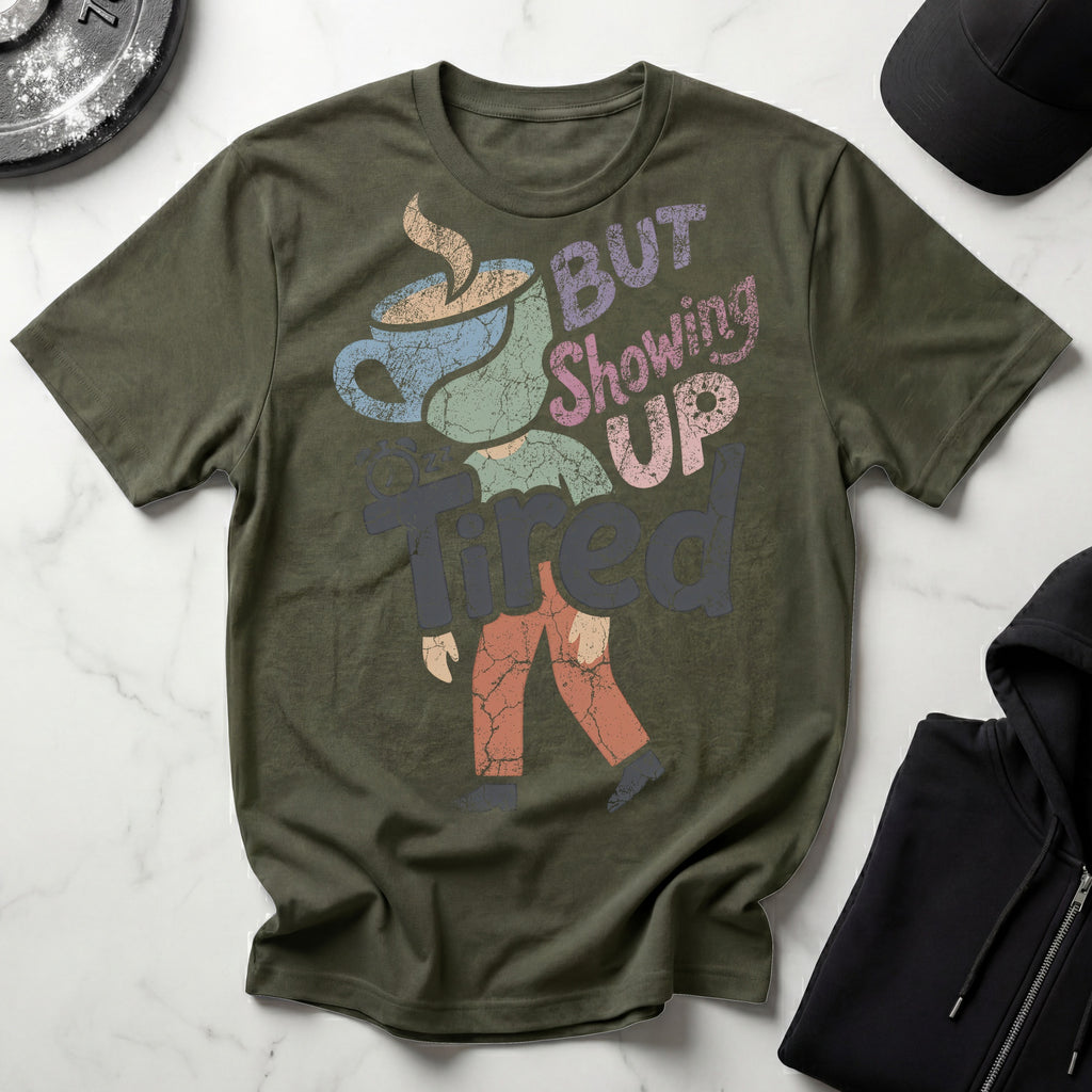 Tired But Showing Up Retro Gym T-Shirt