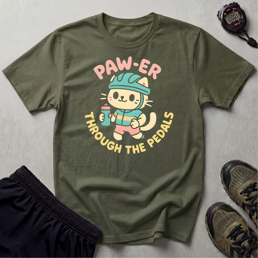 Cycling Cat Illustration T-Shirt