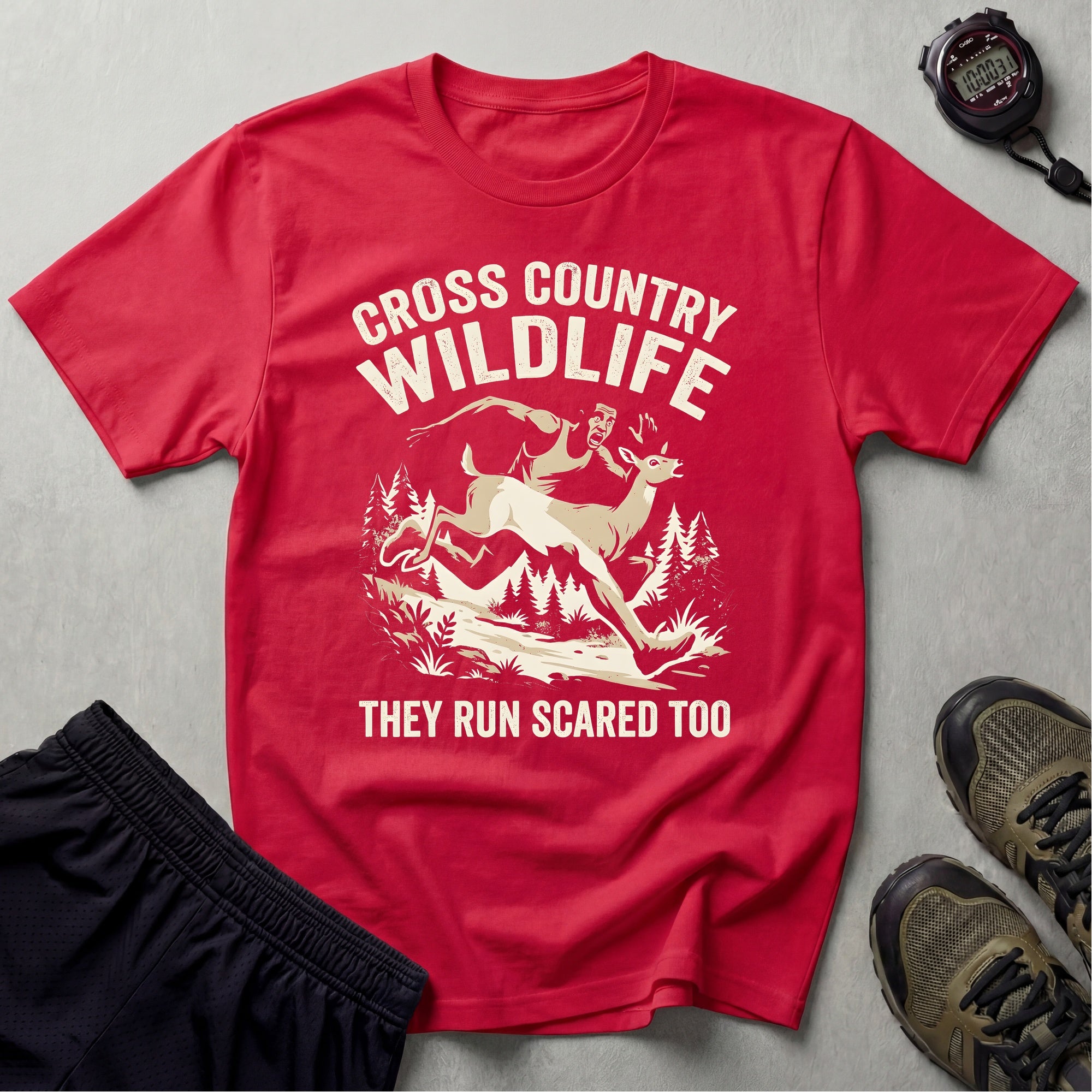 Cross Country Wildlife Run Scared Too Dark T-Shirt
