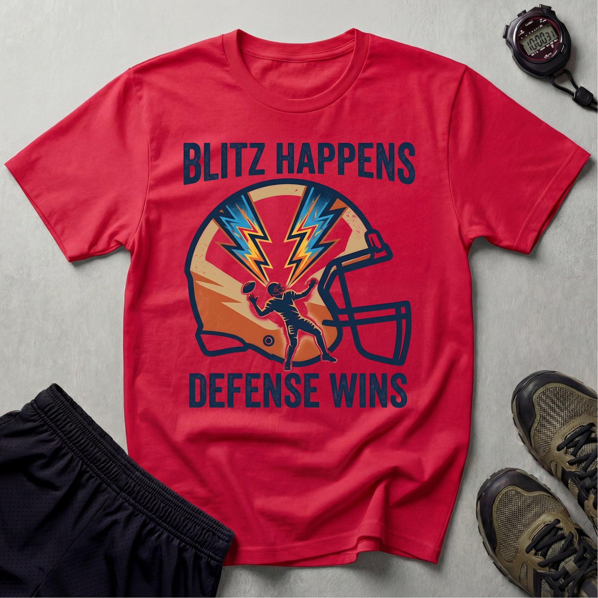 Gridiron Blitz Happens Defence Wins Gym T-Shirt