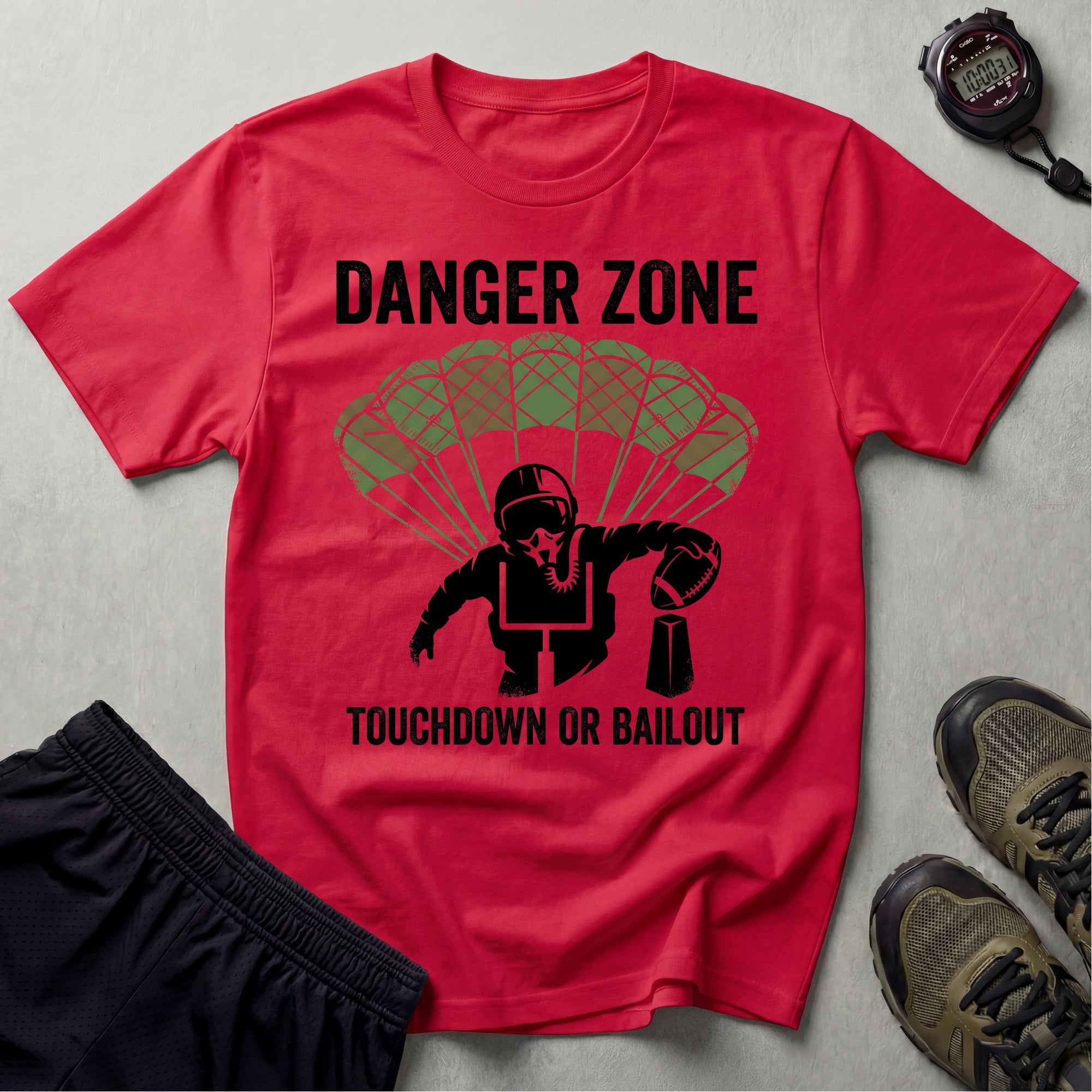 Gridiron Danger Zone Touchdown or Bail Out Gym T-Shirt