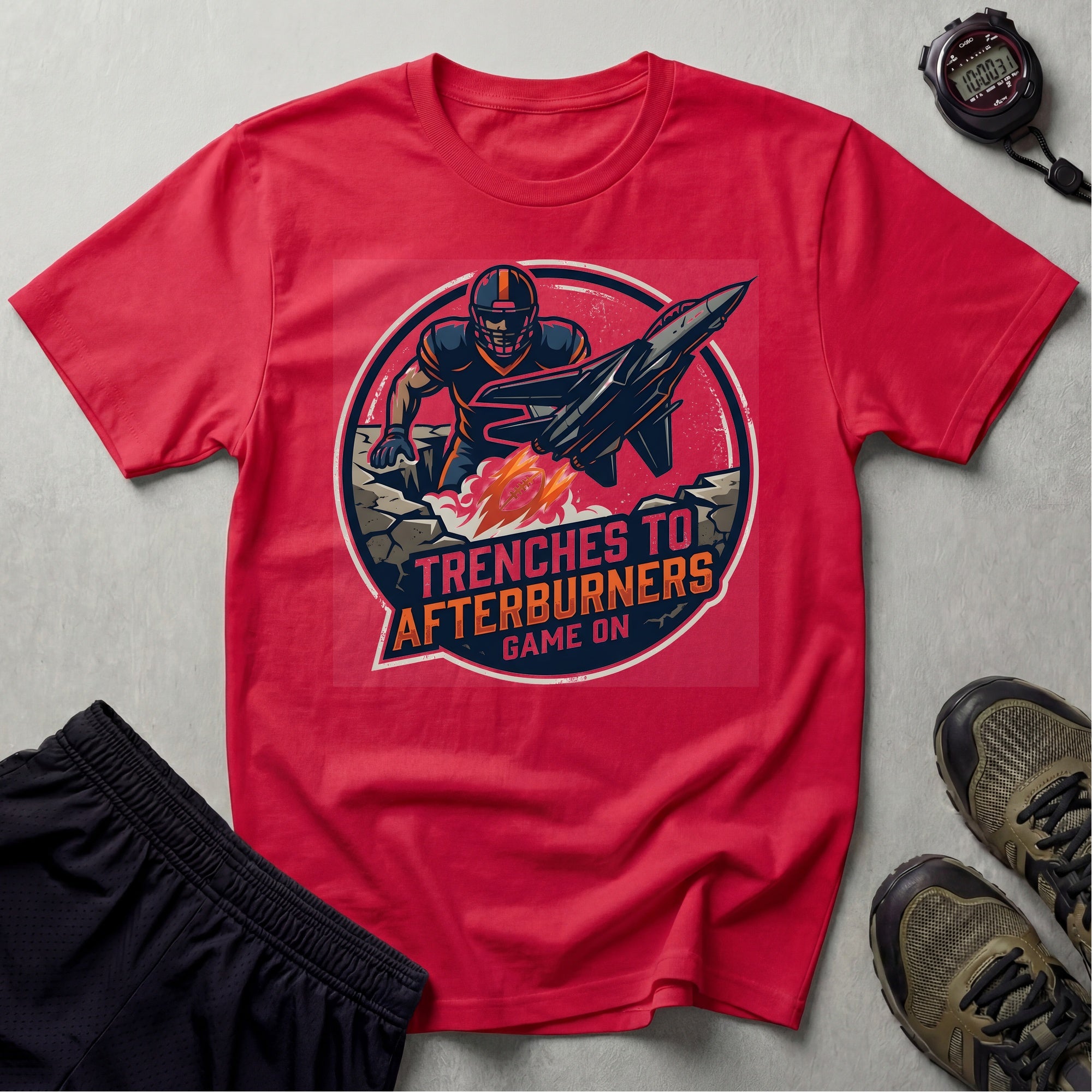 Gridiron Trenches To Afterburners Gym T-Shirt