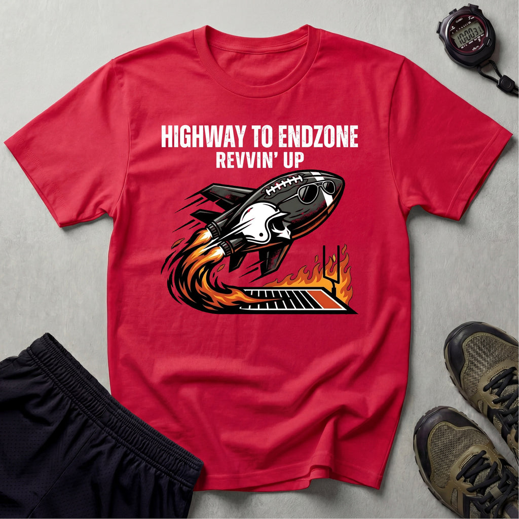 Gridiron Highway To Endzone Revvin Up Gym T-Shirt