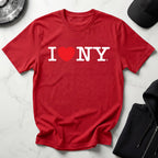 I Love NY Gym Linear Classic White Designer Gymwear T-Shirt