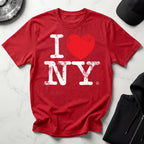 I Love NY Grunge White Designer Gymwear T-Shirt