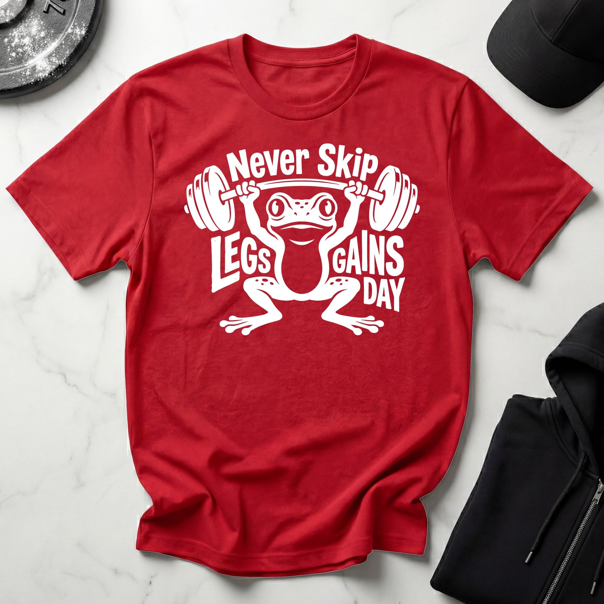 Never Skip Leg Day white Gym T-Shirt