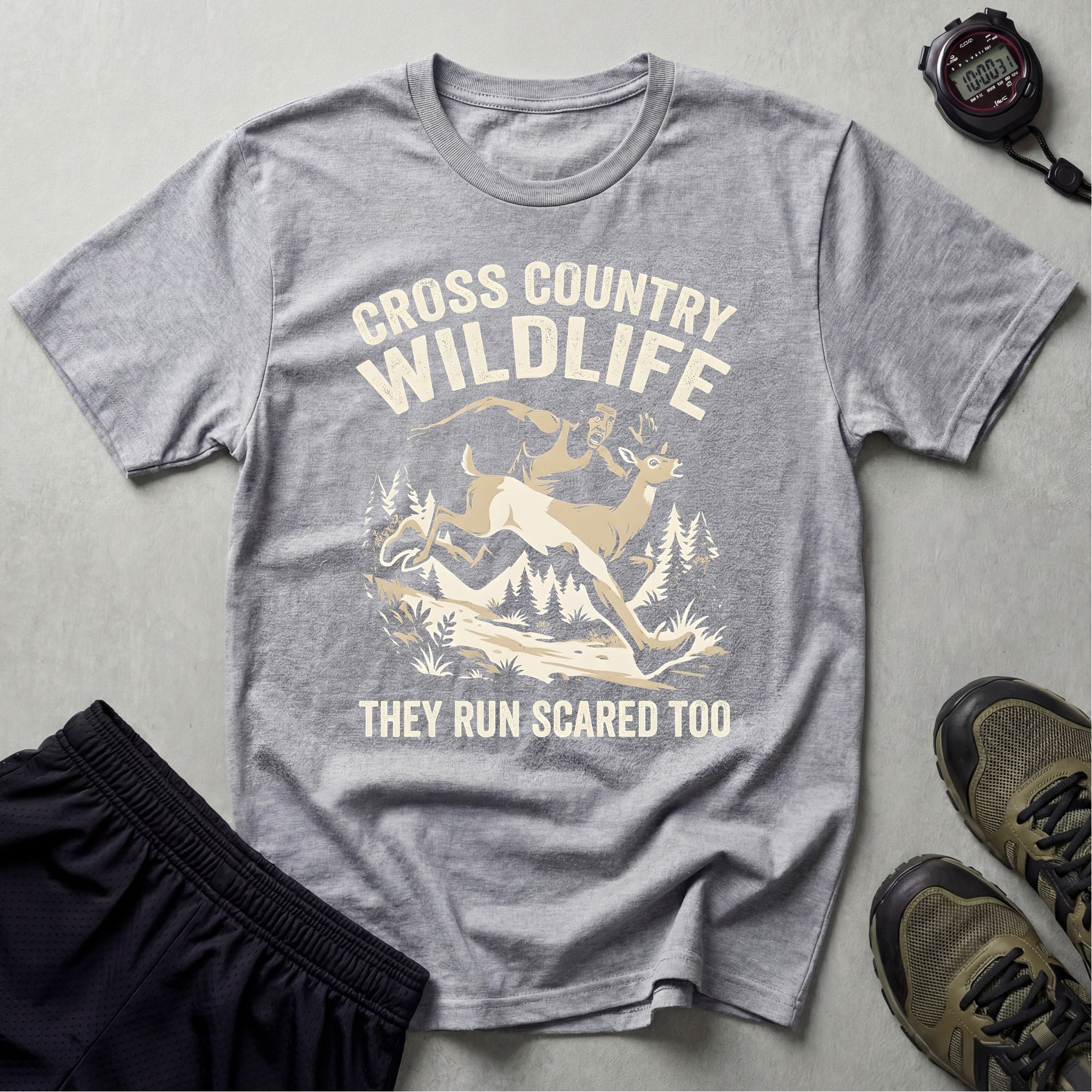 Cross Country Wildlife Run Scared Too Dark T-Shirt