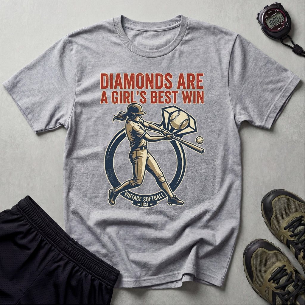 Softball USA Diamonds Are A Girls Best Win Gym T-Shirt