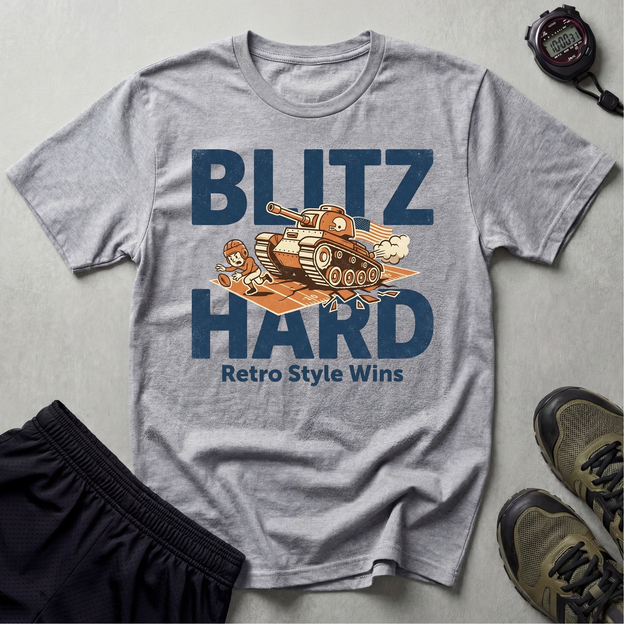 Gridiron USA Blitz Hard Retro Gym T-Shirt