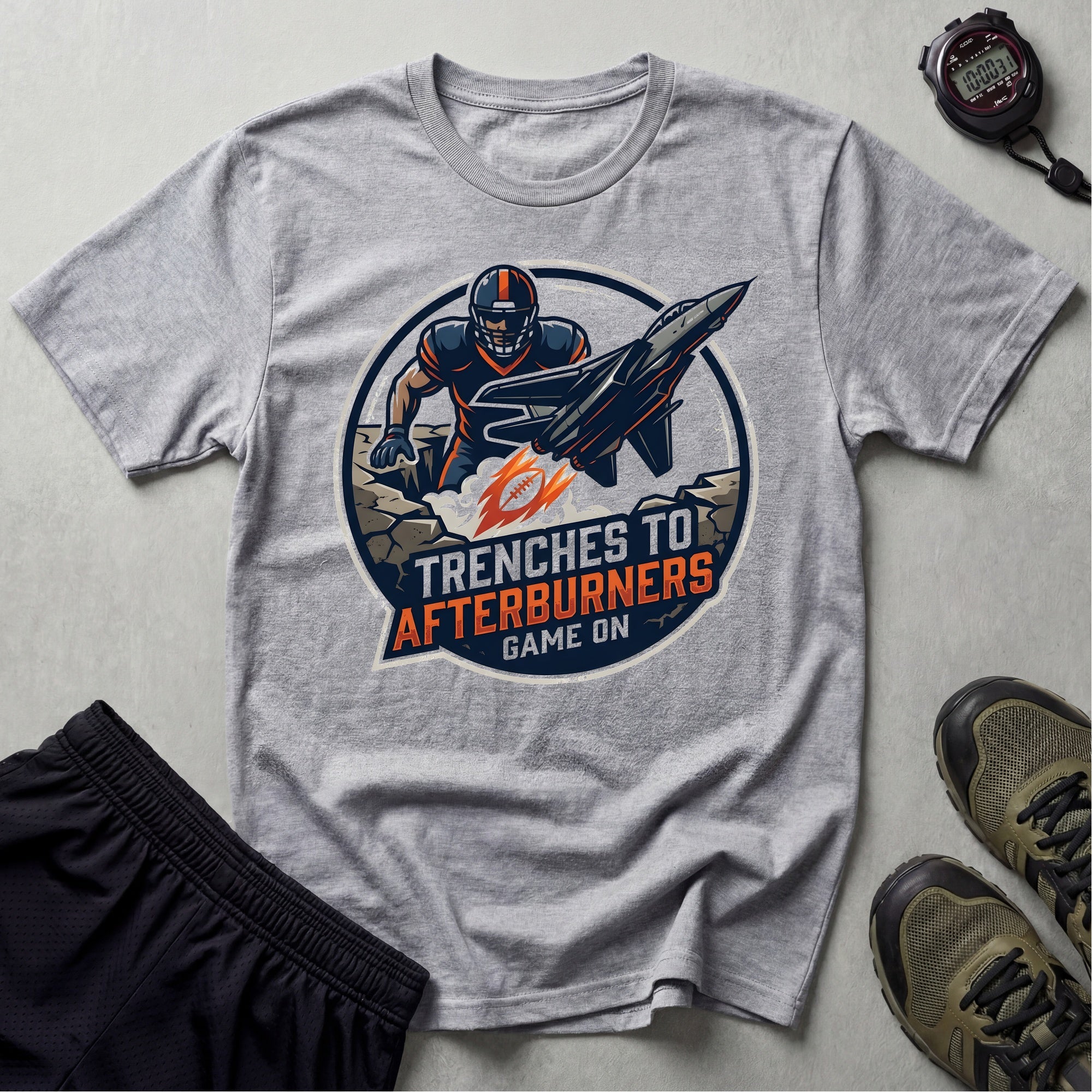 Gridiron Trenches To Afterburners Gym T-Shirt