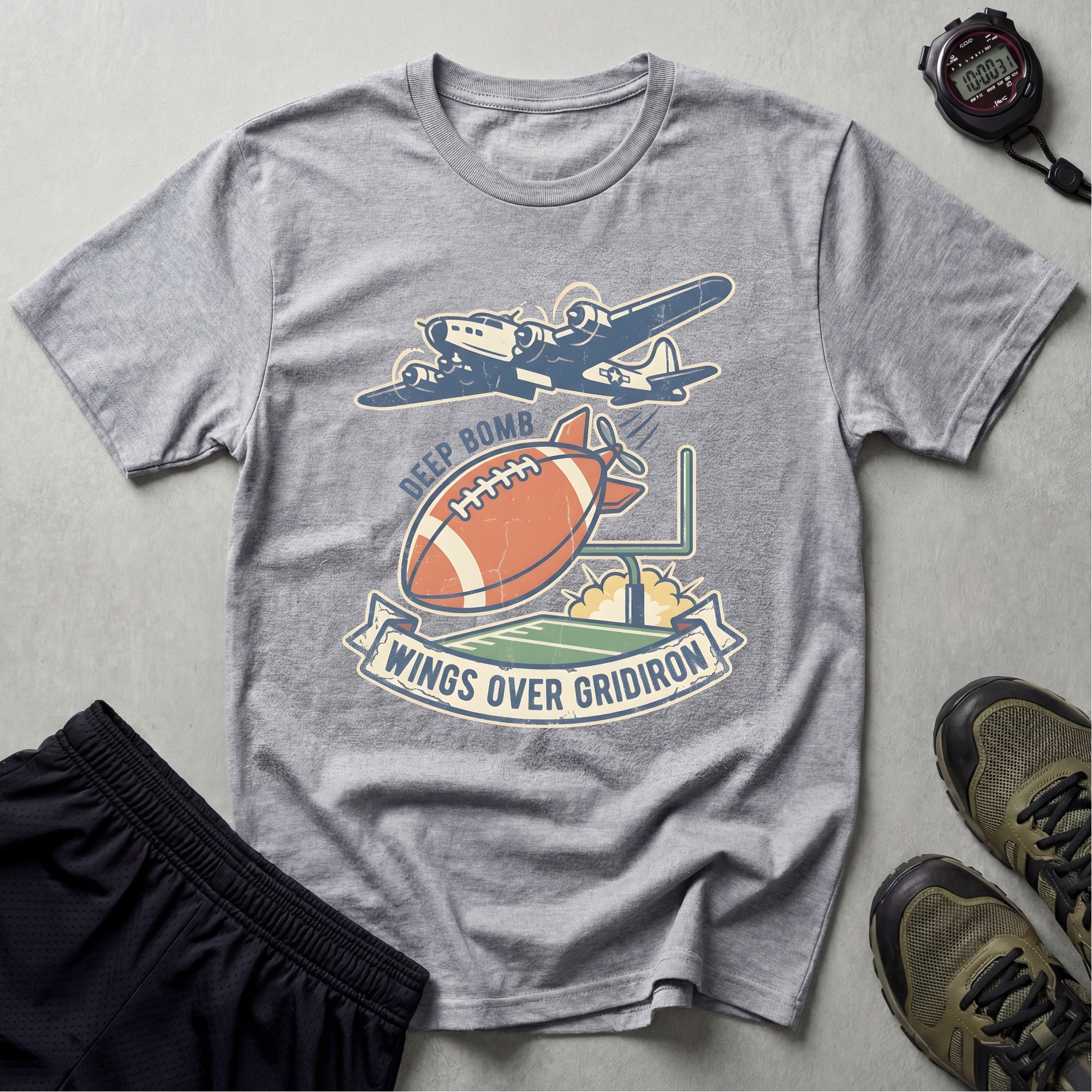 Gridiron Deep Bomb Retro Vintage Gym T-Shirt
