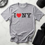 I Love NY Linear Classic Black Designer Gymwear T-Shirt