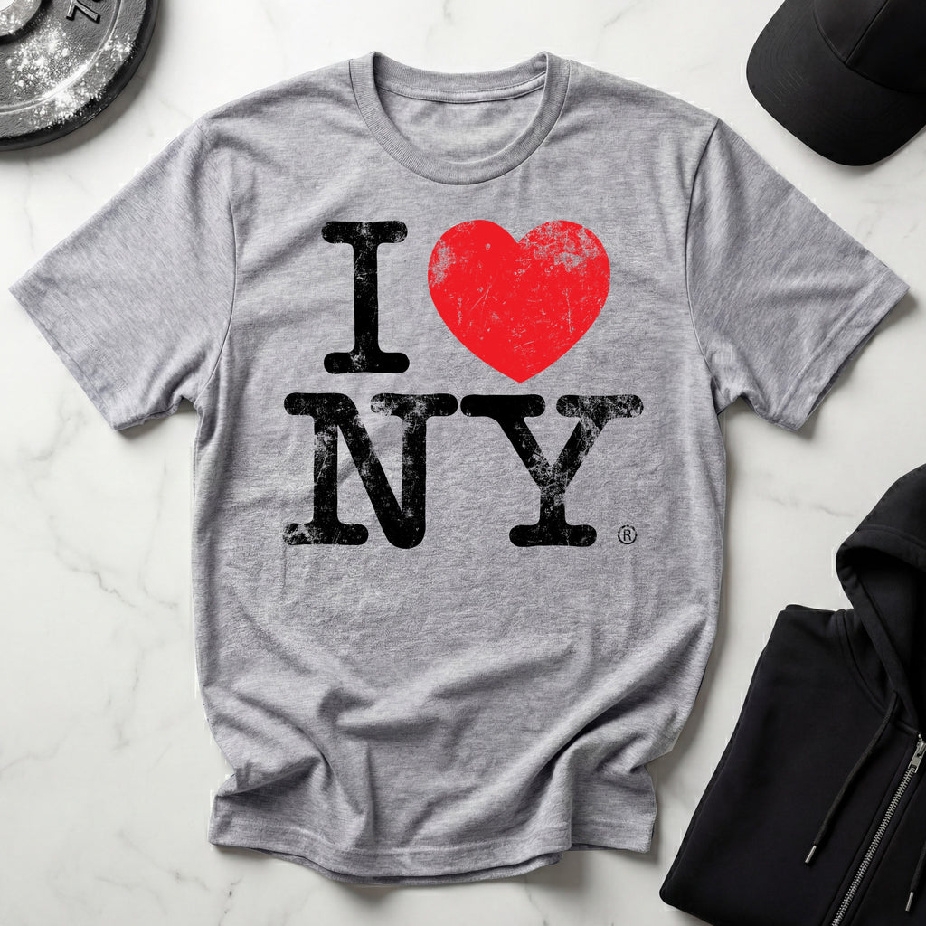 I Love NY Grunge Black Designer Gymwear T-Shirt