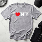 I Love NY Gym Linear Classic White Designer Gymwear T-Shirt