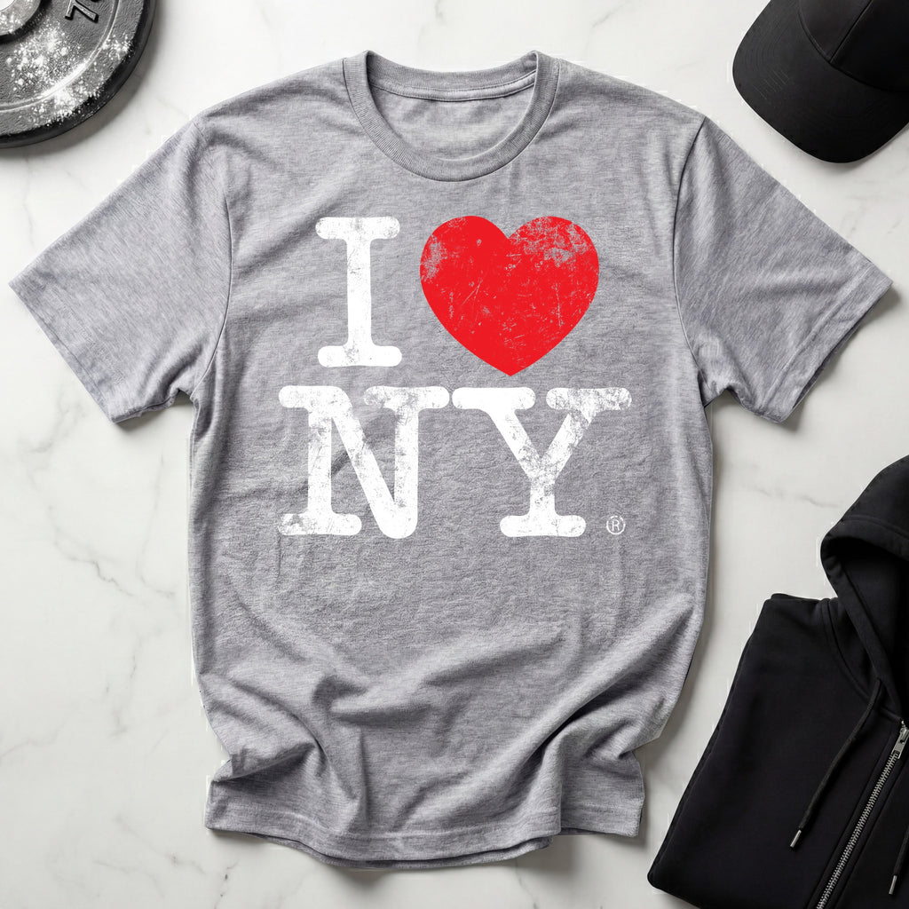 I Love NY Grunge White Designer Gymwear T-Shirt