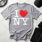 I Love NY Grunge White Designer Gymwear T-Shirt