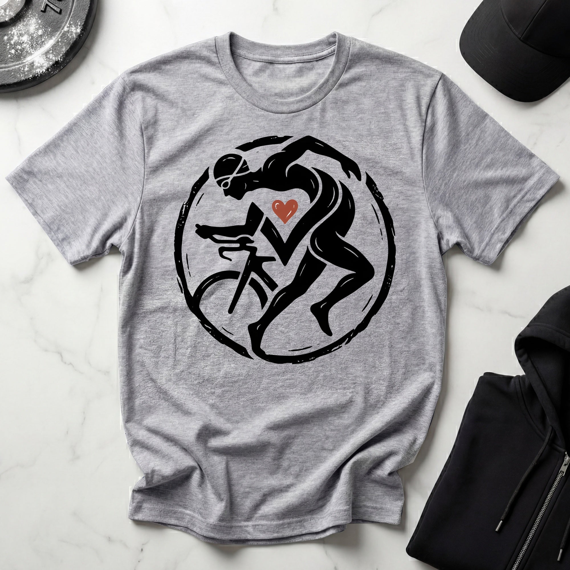 Triathlon Abstract Designer Gymwear T-Shirt