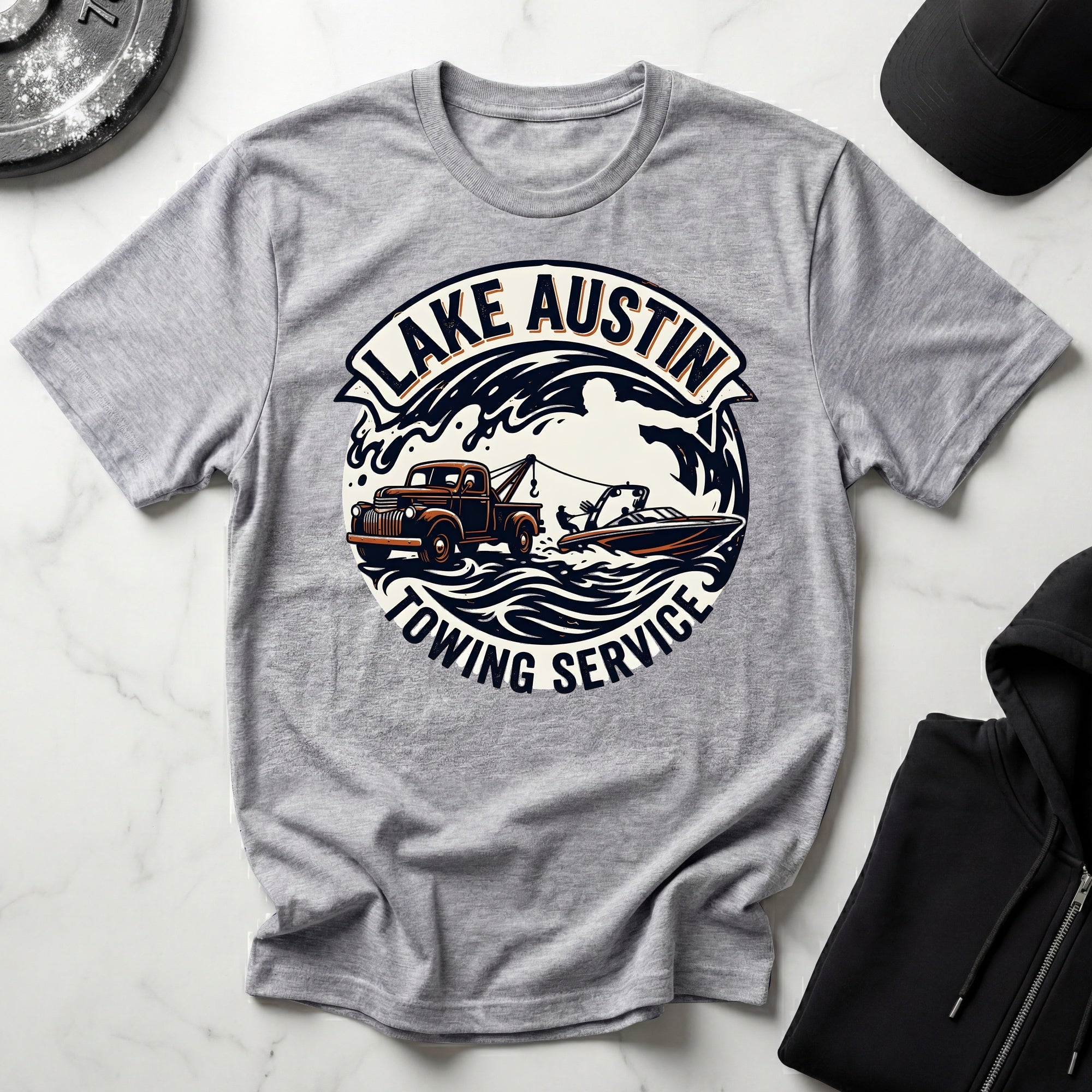 Lake Austin Towing Wakeboard Designer Gym T-Shirt