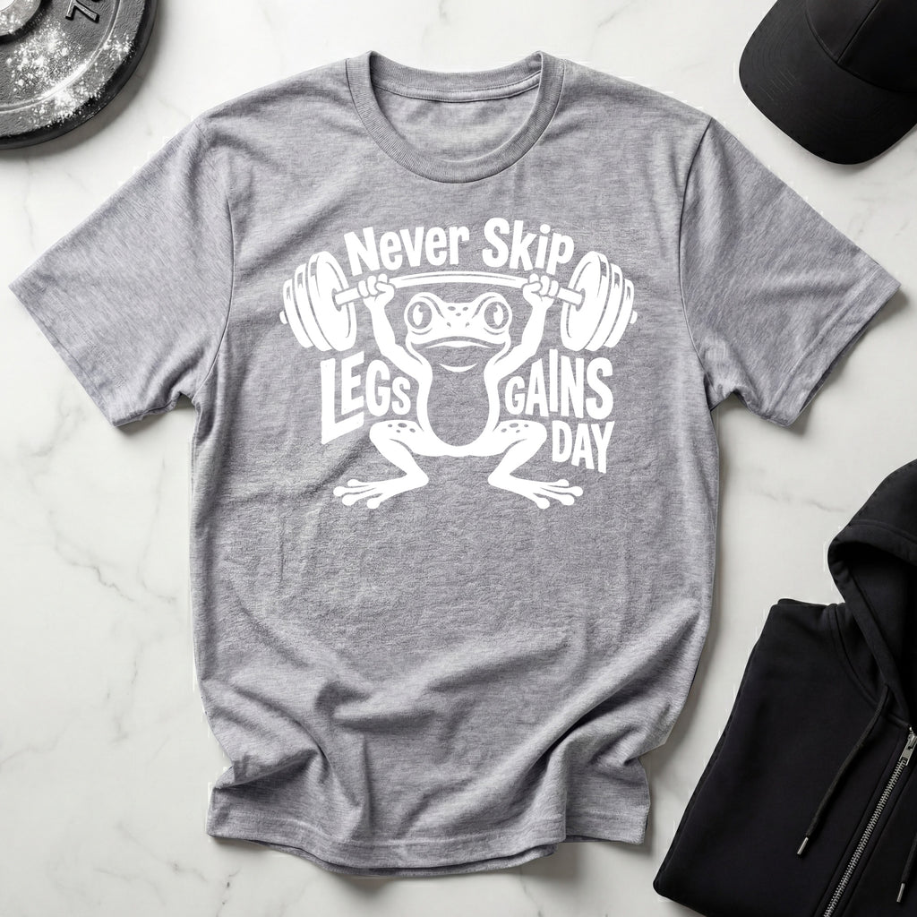 Never Skip Leg Day white Gym T-Shirt