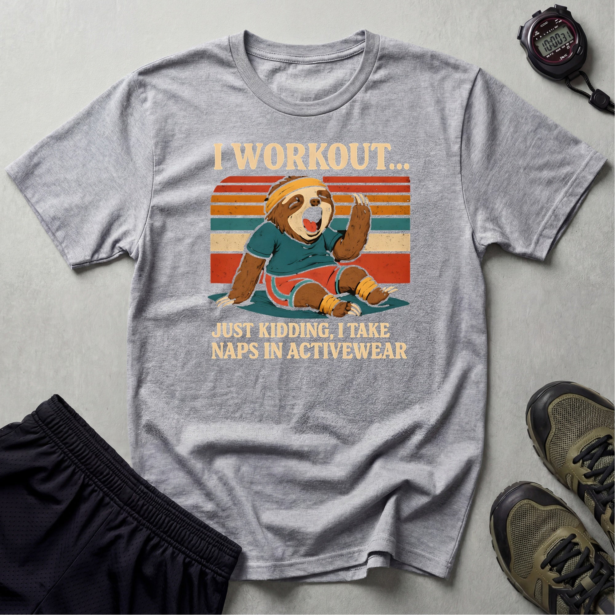 Napping Bear in Activewear T-Shirt