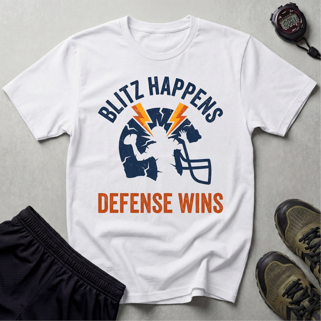 Gridiron USA Blitz Happens Defence Wins Gym T-Shirt
