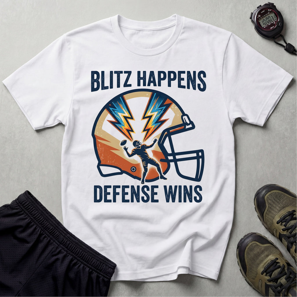 Gridiron Blitz Happens Defence Wins Gym T-Shirt
