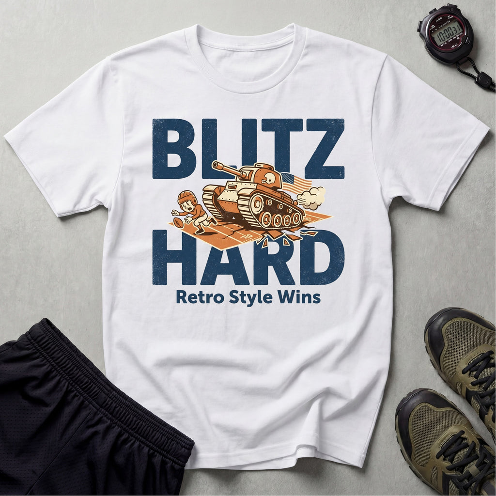 Gridiron USA Blitz Hard Retro Gym T-Shirt
