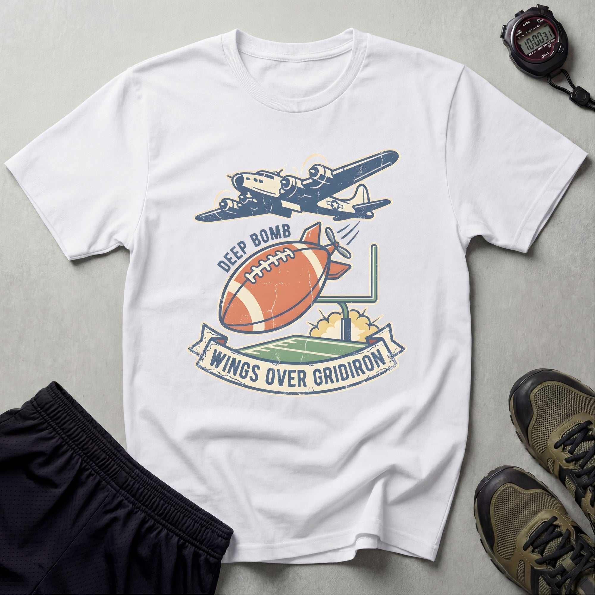 Gridiron Deep Bomb Retro Vintage Gym T-Shirt